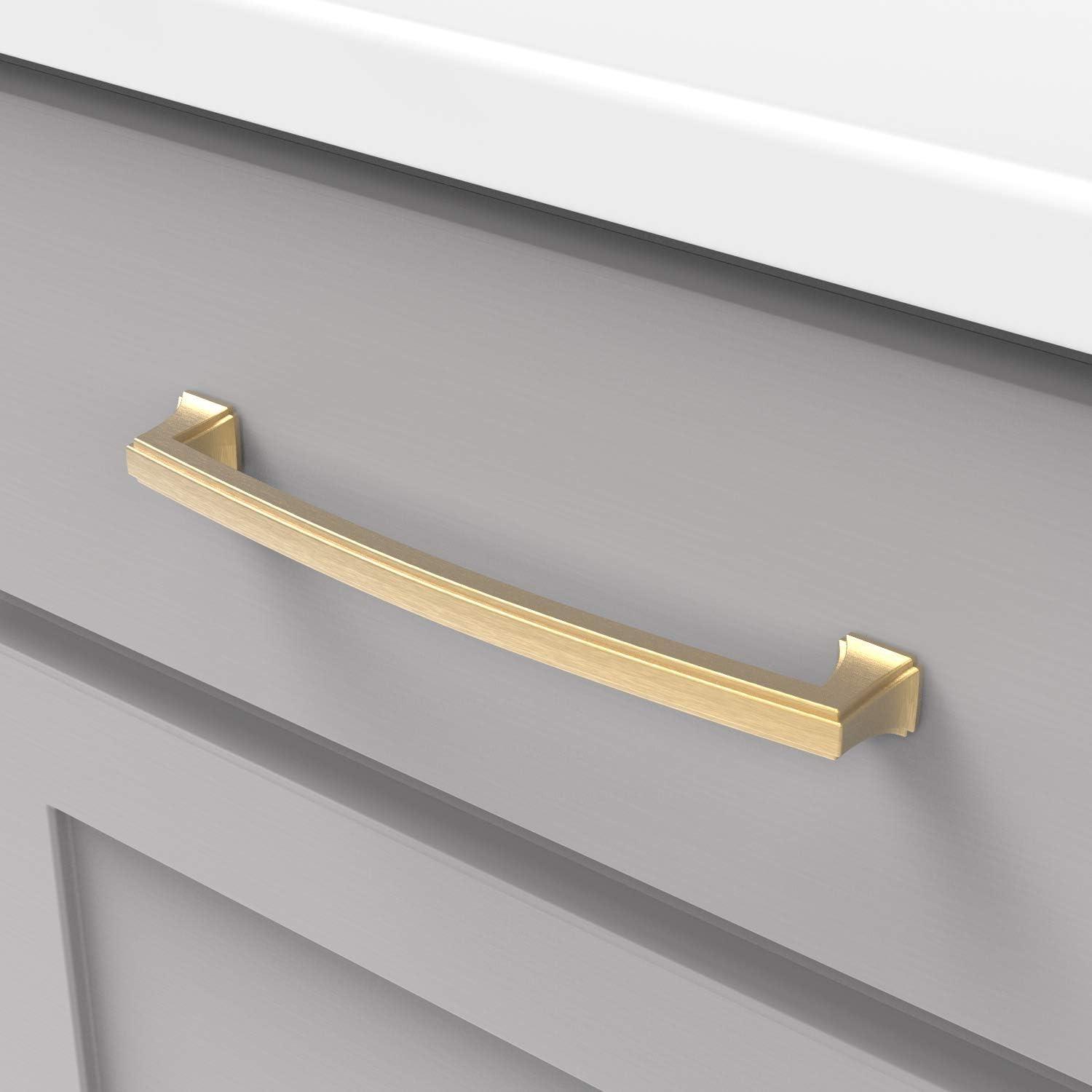 Brushed Brass Modern Cabinet Handle with Mounting Hardware