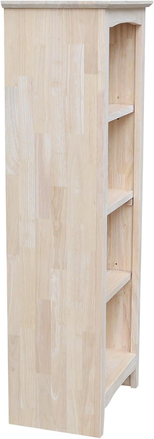 48" Shaker Bookcase Unfinished Brown - International Concepts: Solid Parawood, 3-Tier Storage