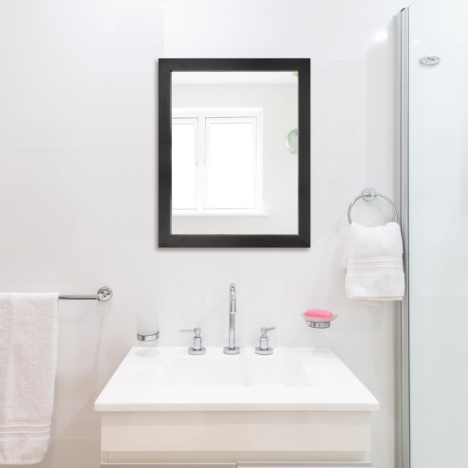 Amazon Basics Rectangular Wall Mount Mirror 16" x 20" - Standard Trim, Black