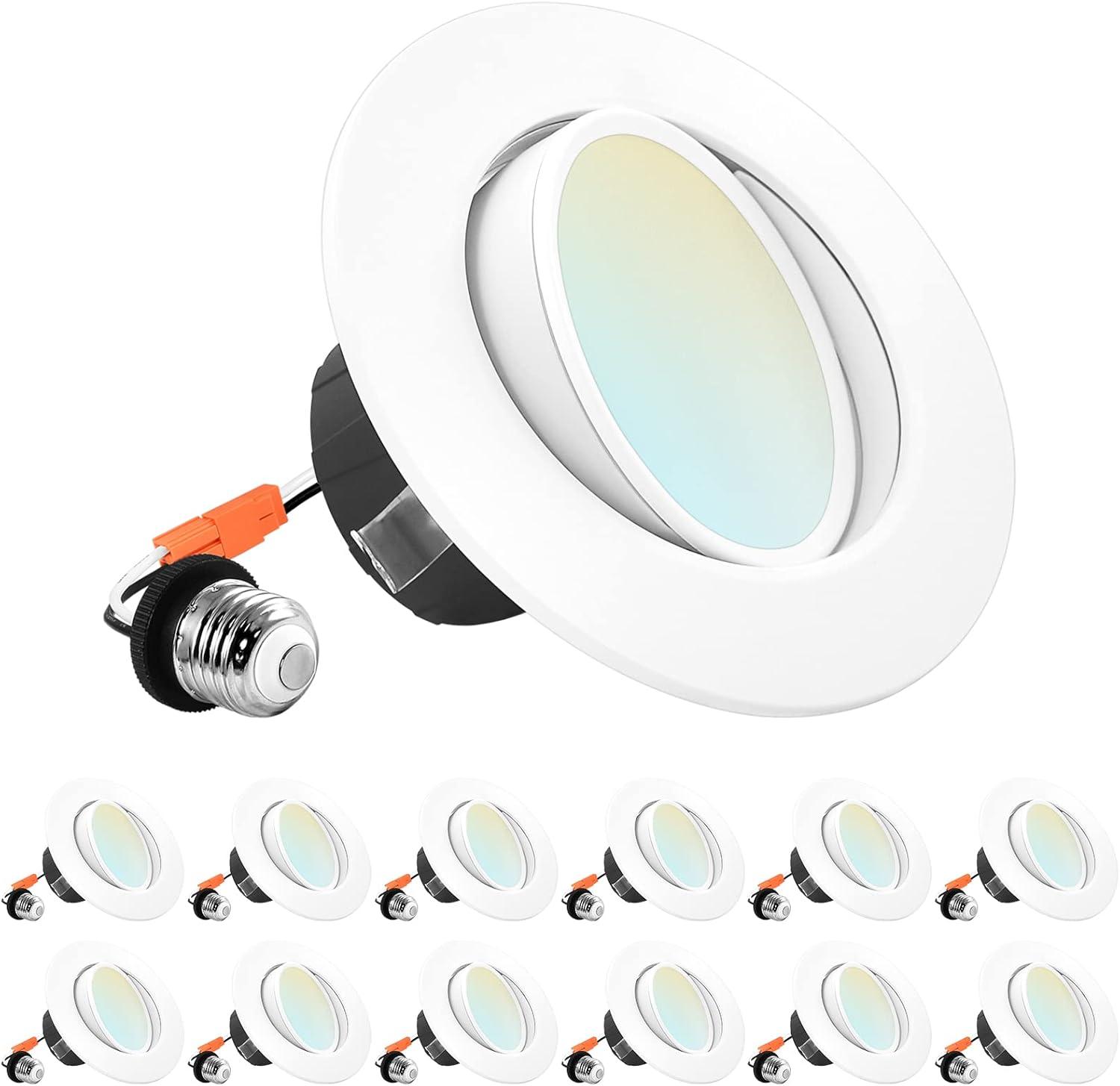 4" White Aluminum LED Gimbal Recessed Lighting Kit