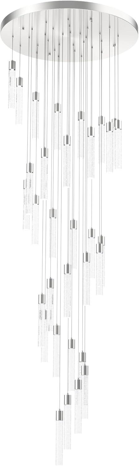 Pendant Lights Kitchen Island 36-Light, 6500K Modern Kitchen Island Lights Ceiling Lighting Fixtures with Crystal Bubble, Integrated LED Cold White Hanging Light Dining Room Light Brushed Nickel