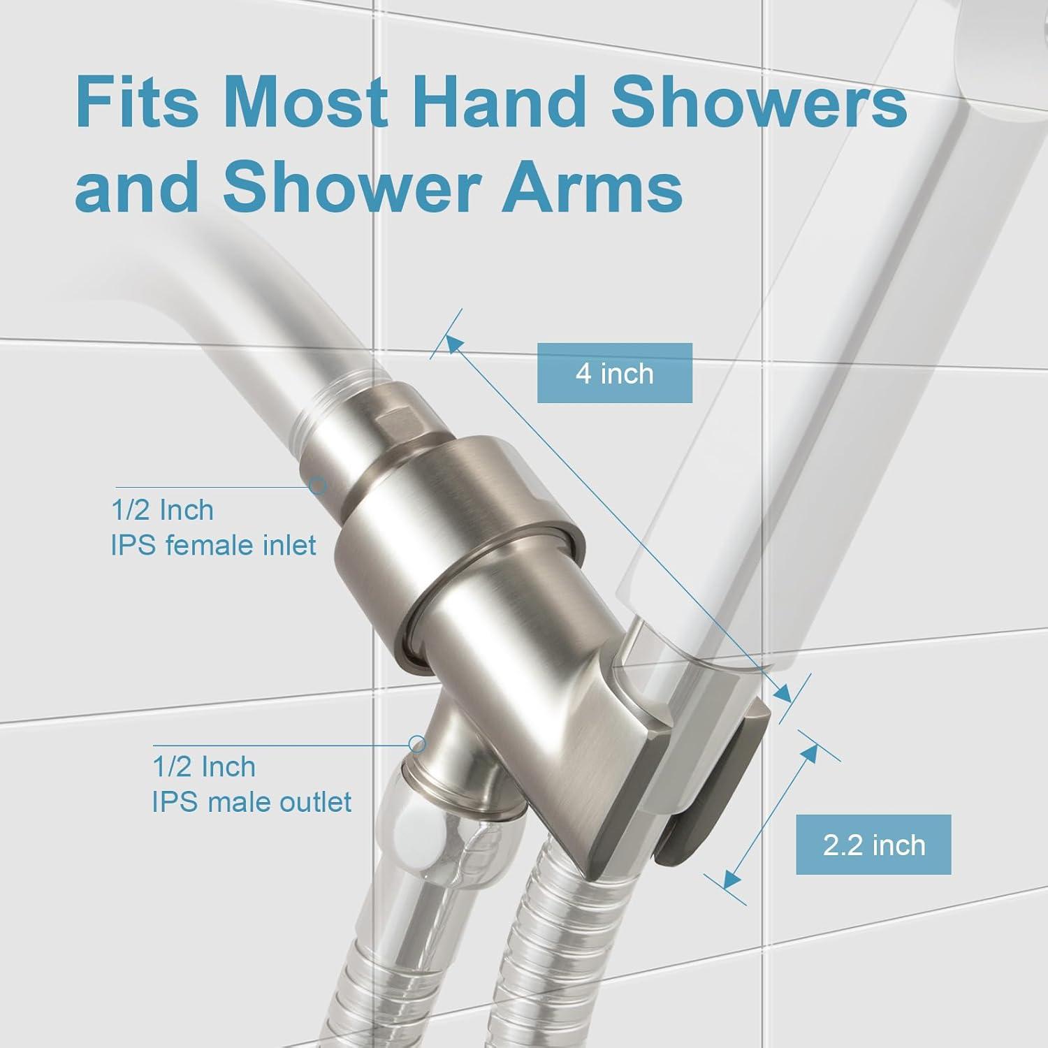 Brushed Nickel Adjustable Metal Shower Head Holder