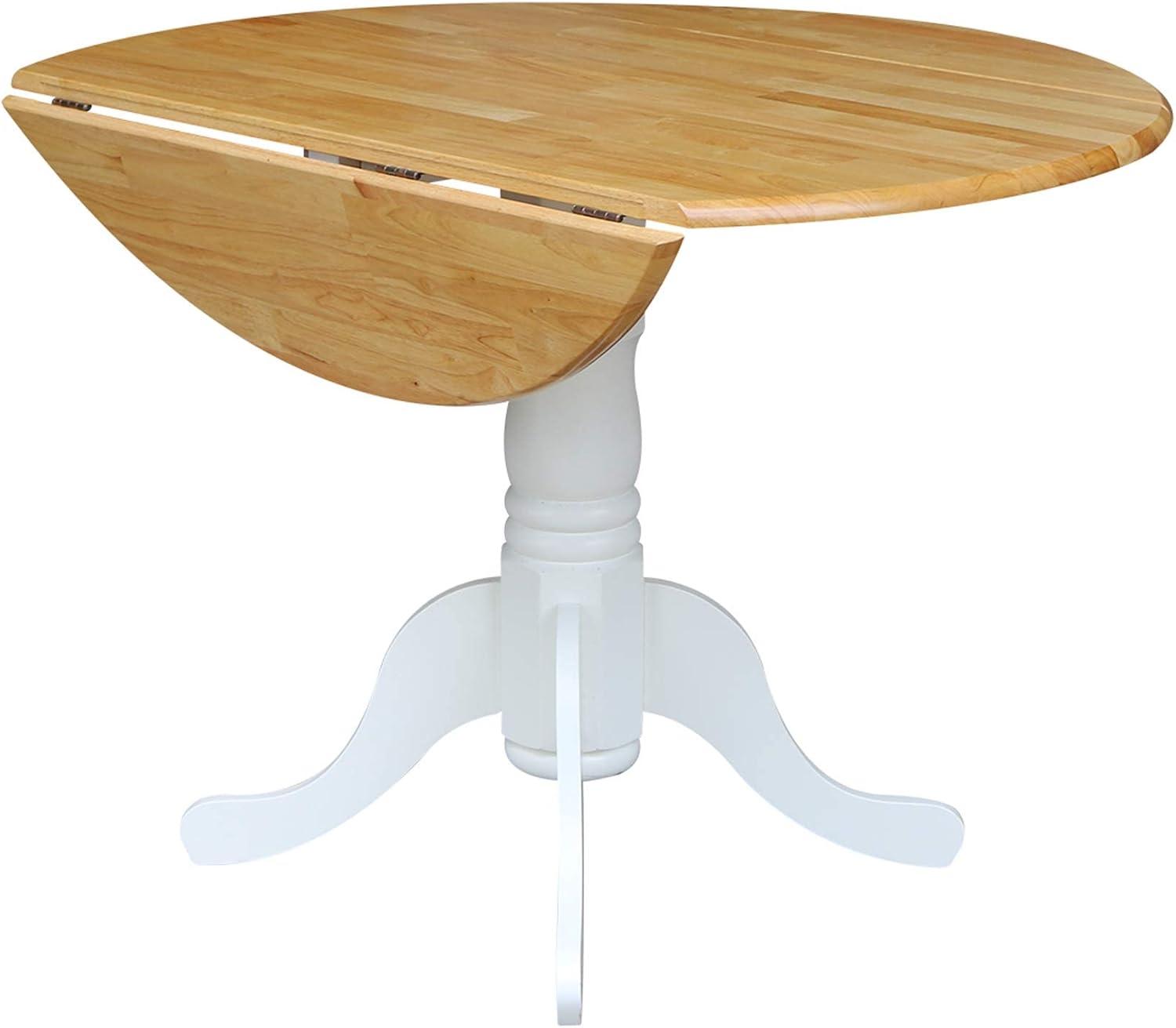 Cottage Charm Off-White Round Wood Extendable Dining Table