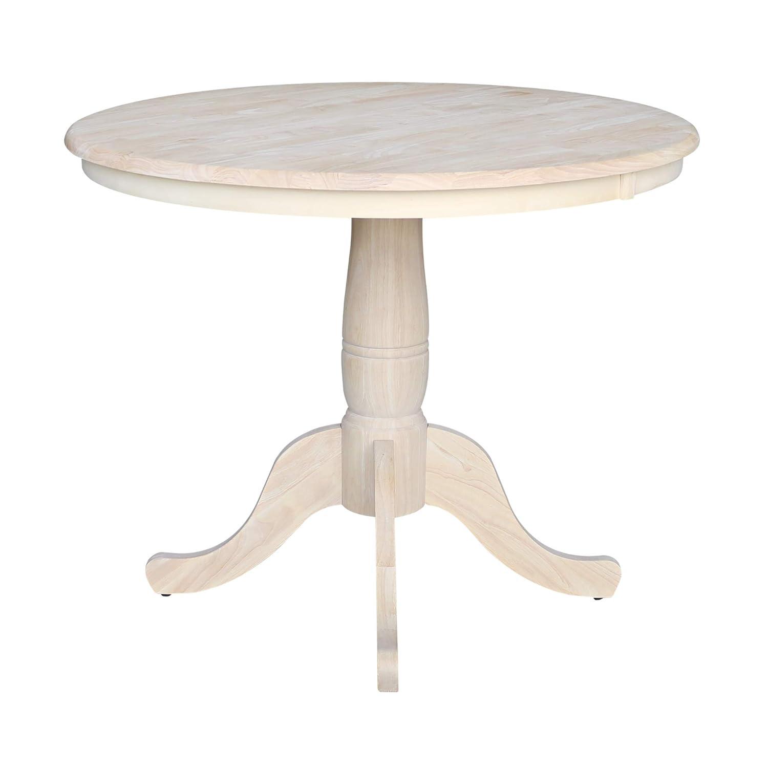36" Round Top Pedestal Dining Table Unfinished - International Concepts