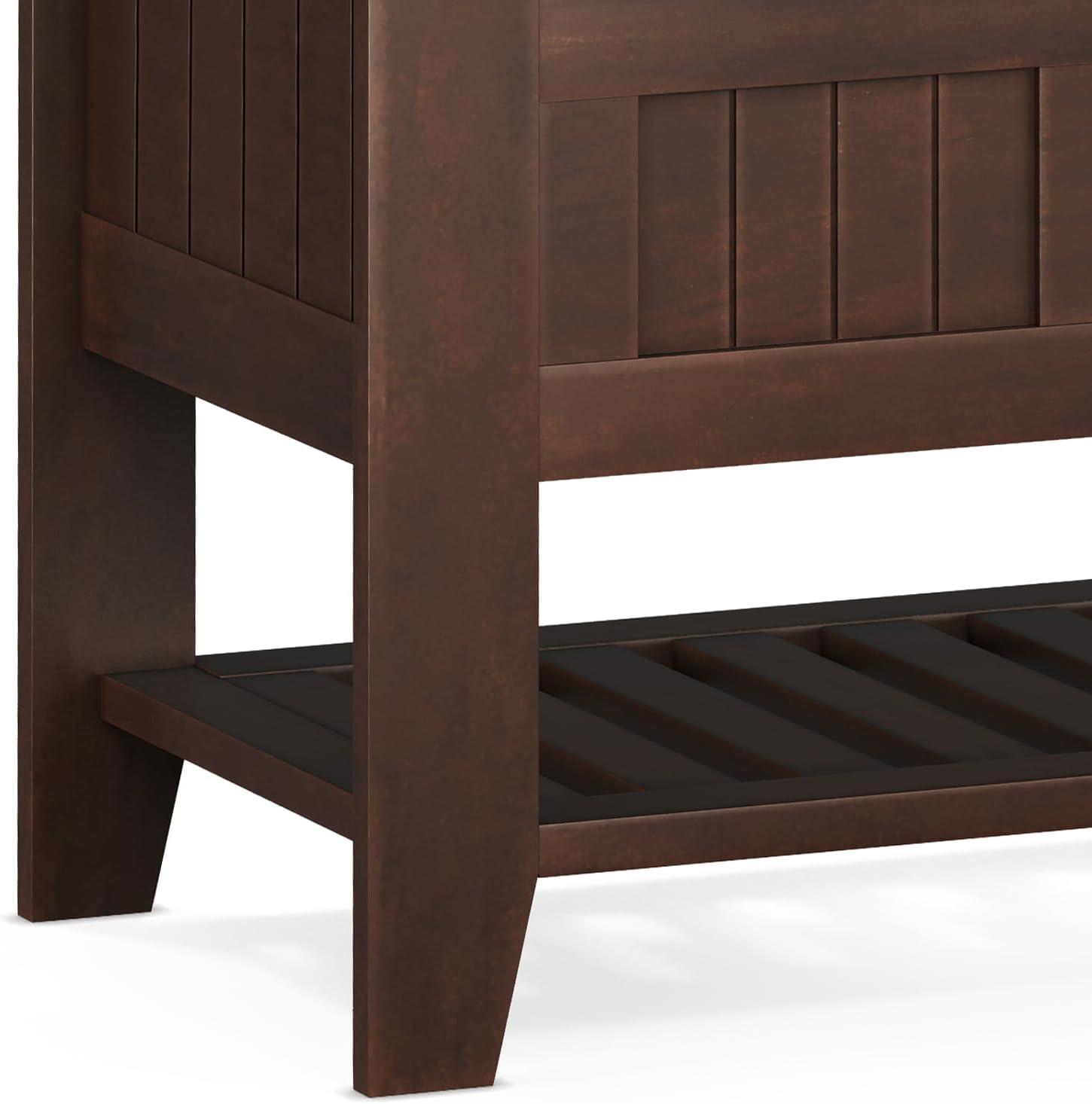 Brunette Brown Wooden Entryway Storage Bench with Shelf