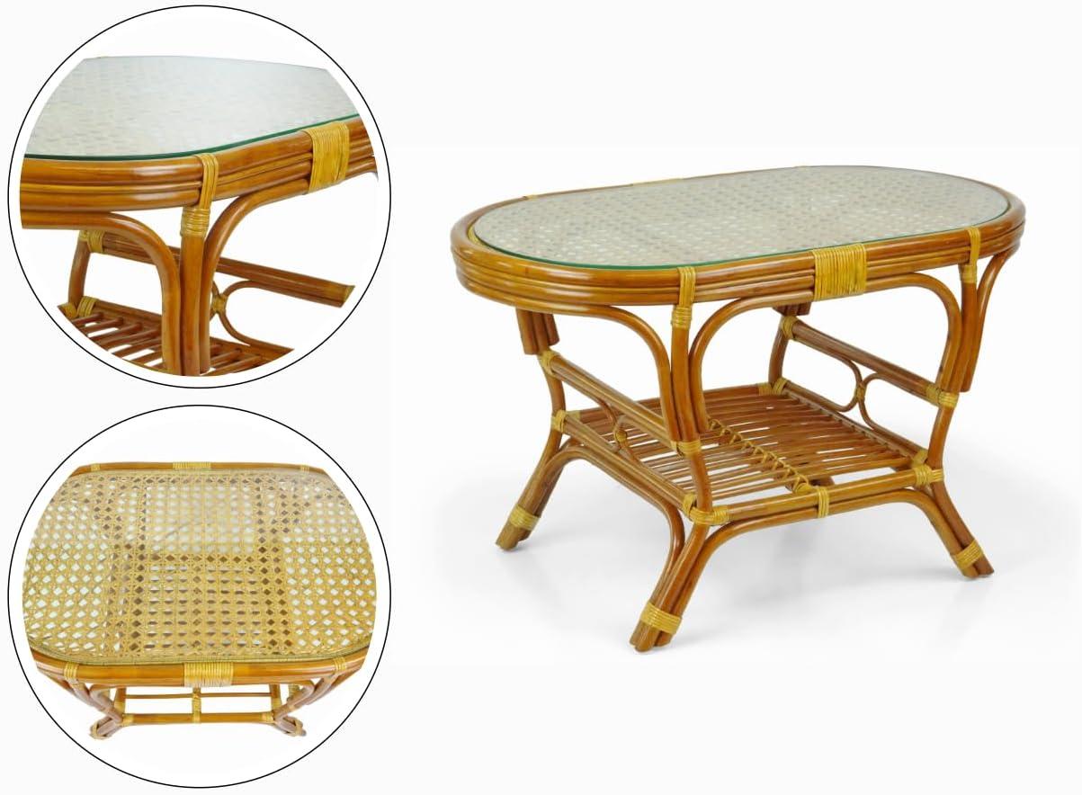 Bay Isle Home™ Malibu Lounge Set Of 4: 2 Natural Rattan Wicker Chairs, Loveseat And Coffee Table W/Glass Handmade, Colonial