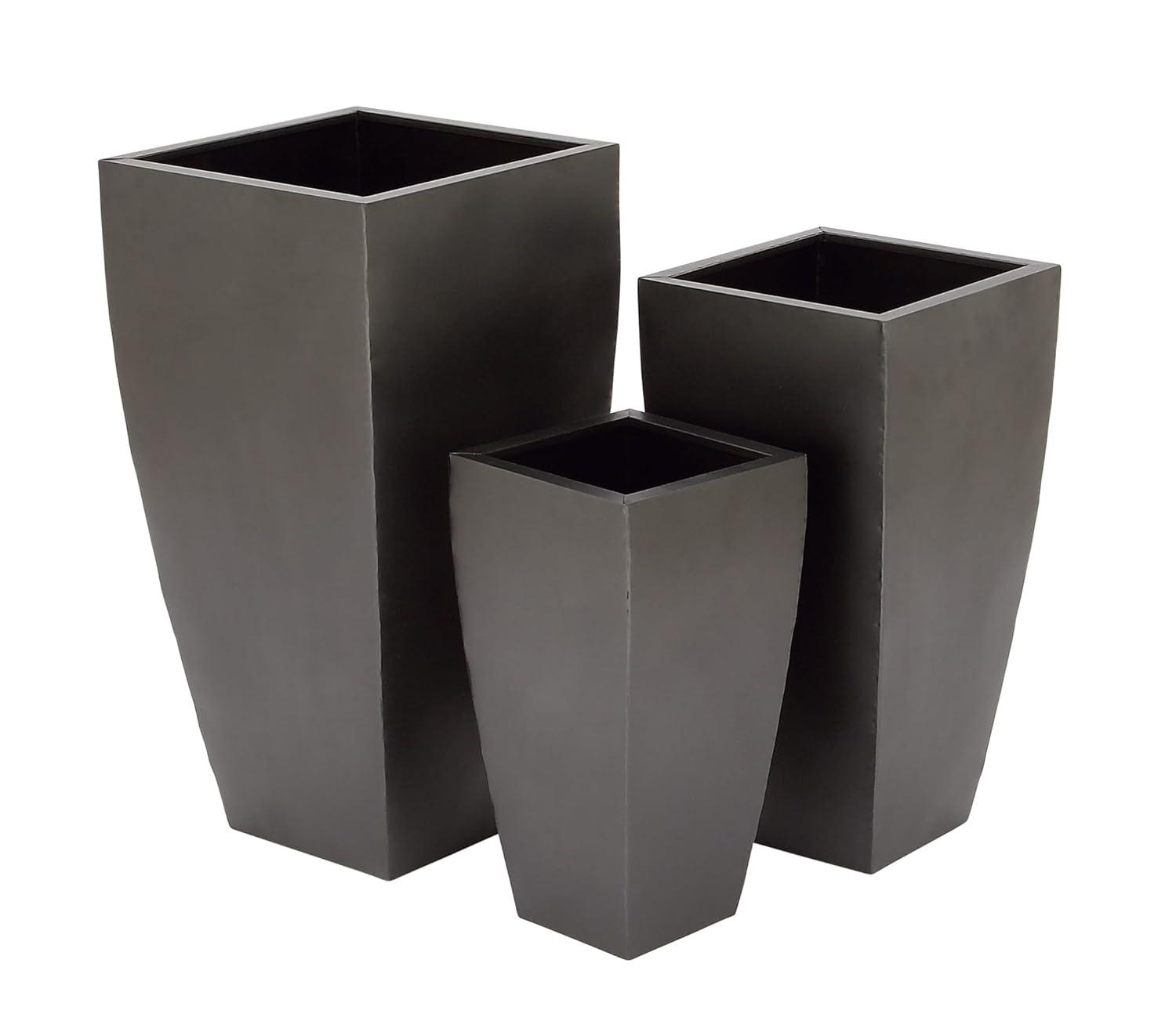 Set of 3 Modern Rectangular Metal Planters Black - Olivia & May: Iron Construction, Indoor/Outdoor Use, No Drainage Holes