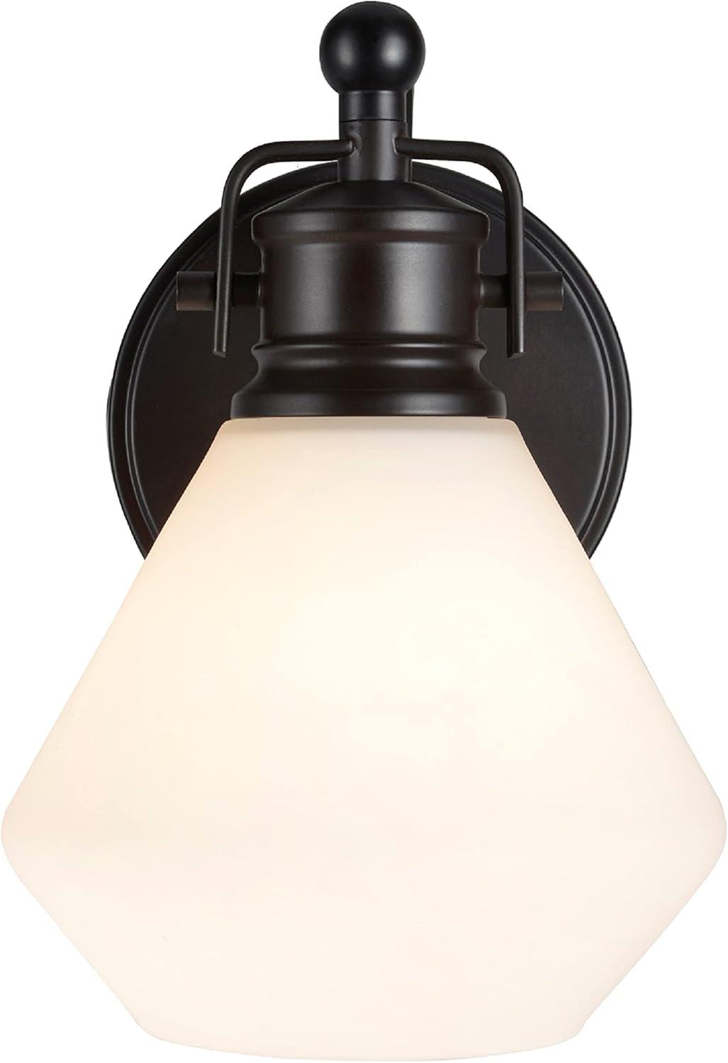 Bronze Dimmable Bathroom Vanity Light with Opal Glass Shade