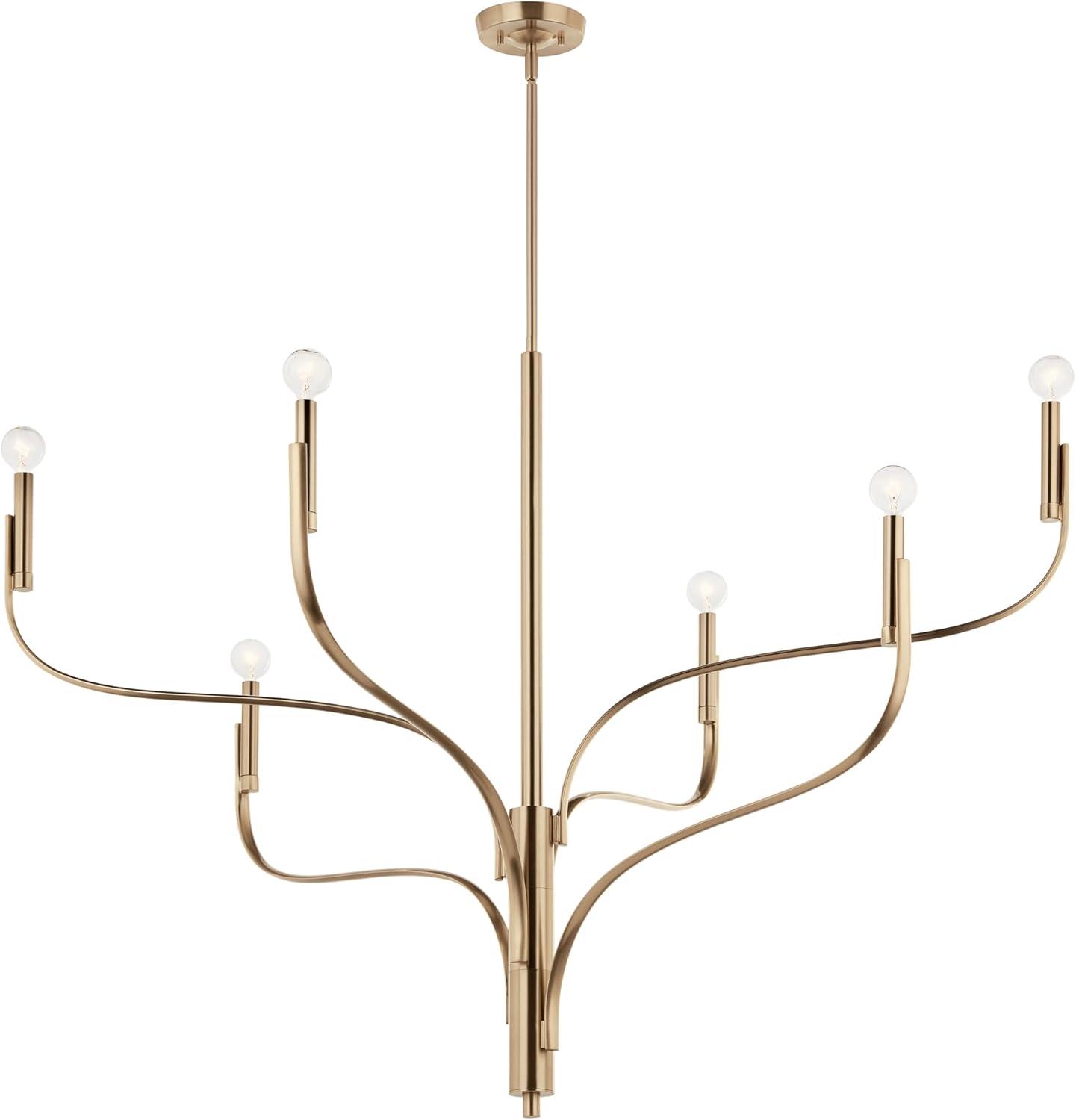 KICHLER Livadia 6-Light Chandelier, Soft Modern-Light in Champagne Bronze, for Foyer, Great Room, or Vaulted Dining or Bedroom (33.25" x 47.25"), 52674CPZ