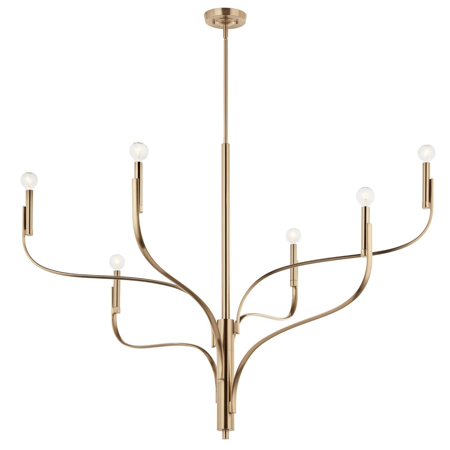 KICHLER Livadia 6-Light Chandelier, Soft Modern-Light in Champagne Bronze, for Foyer, Great Room, or Vaulted Dining or Bedroom (33.25" x 47.25"), 52674CPZ