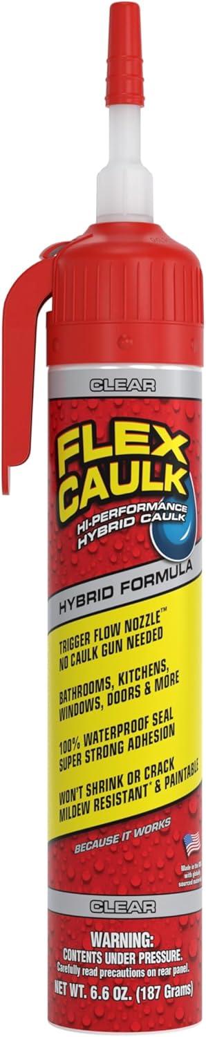 Flex Caulk All Purpose Clear 9 oz Pressurized Can, Trigger Flow Nozzle, No Caulk Gun Needed