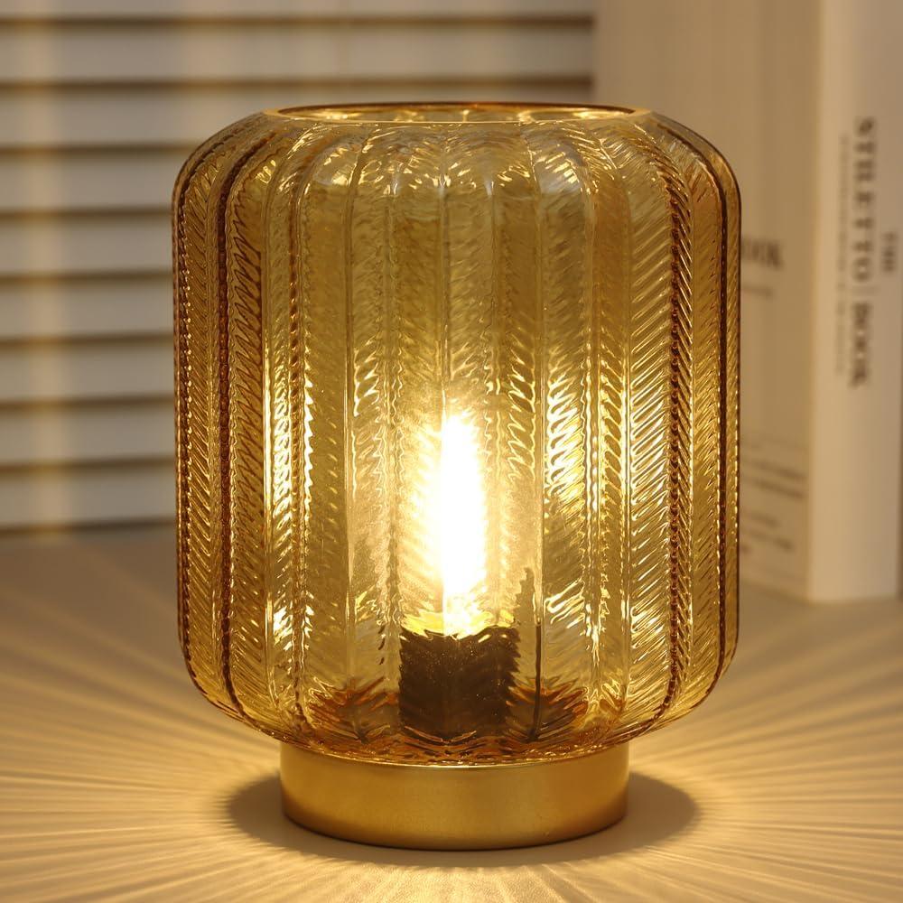 Gold Glass Cordless LED Table Lamp for Outdoor and Indoor Use