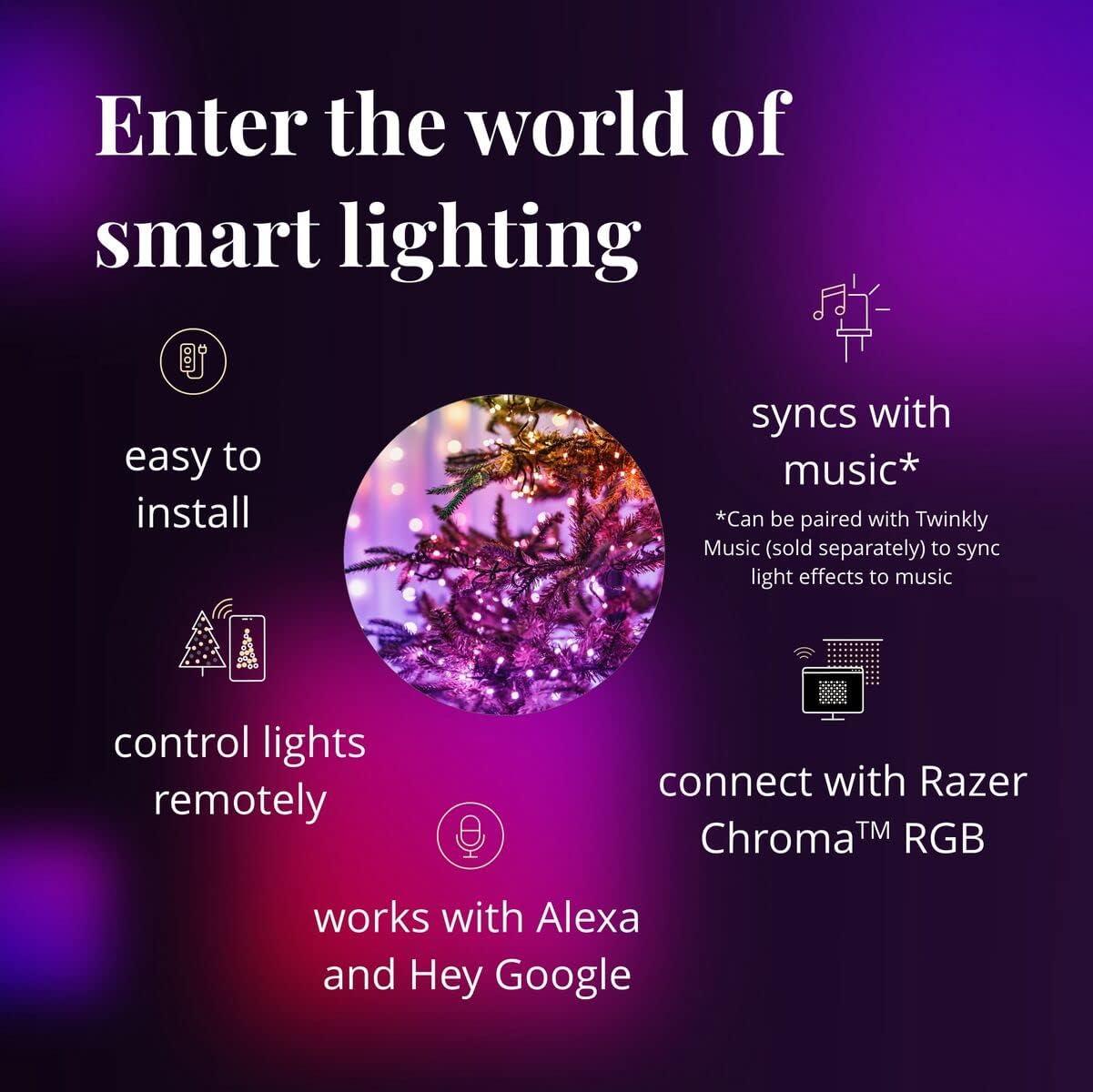 Twinkly App-Controlled 157.5ft Smart String LED Lights with 600 RGB+W LEDs - WiFi & Bluetooth Connectivity, Sync with Music, Indoor/Outdoor Use (IP44), Compatible with Google Assistant & Amazon Alexa