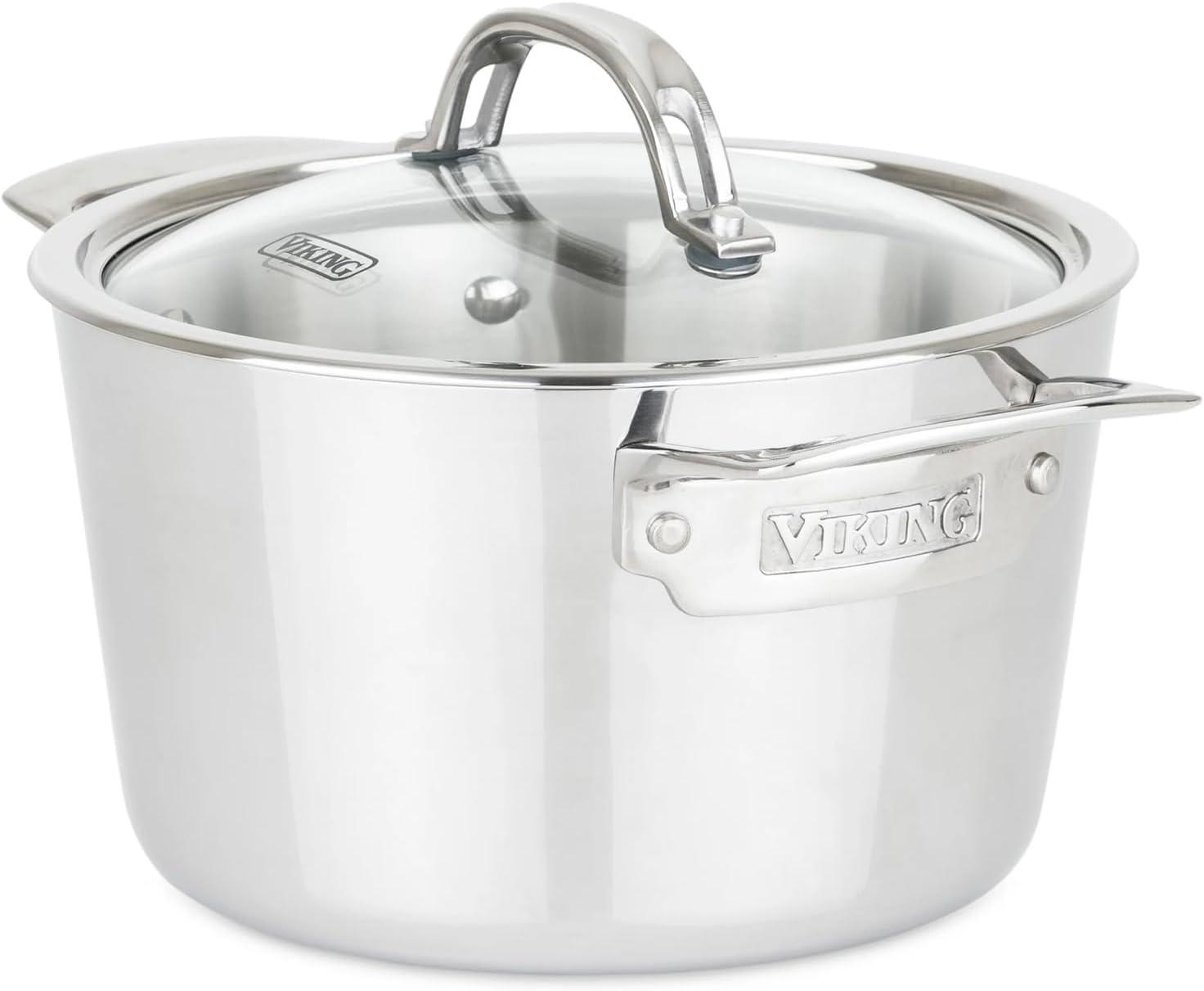 Viking 3.4 Quart Stainless Steel Soup Pot with Glass Lid