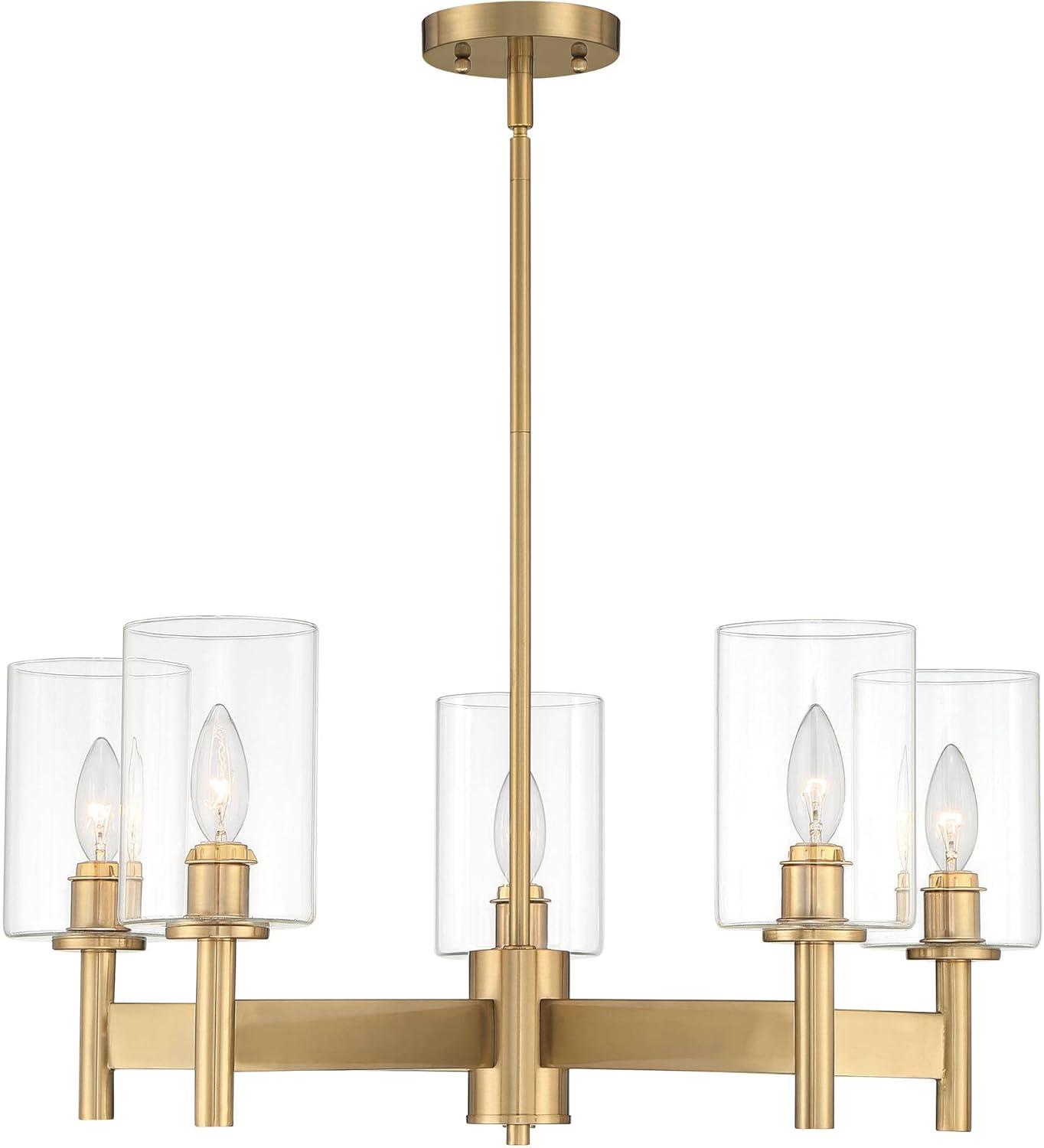 Possini Euro Design Lantico Gold Pendant Chandelier 24 1/2" Wide Modern Clear Glass 5-Light Fixture for Dining Room House Foyer Kitchen Island Bedroom