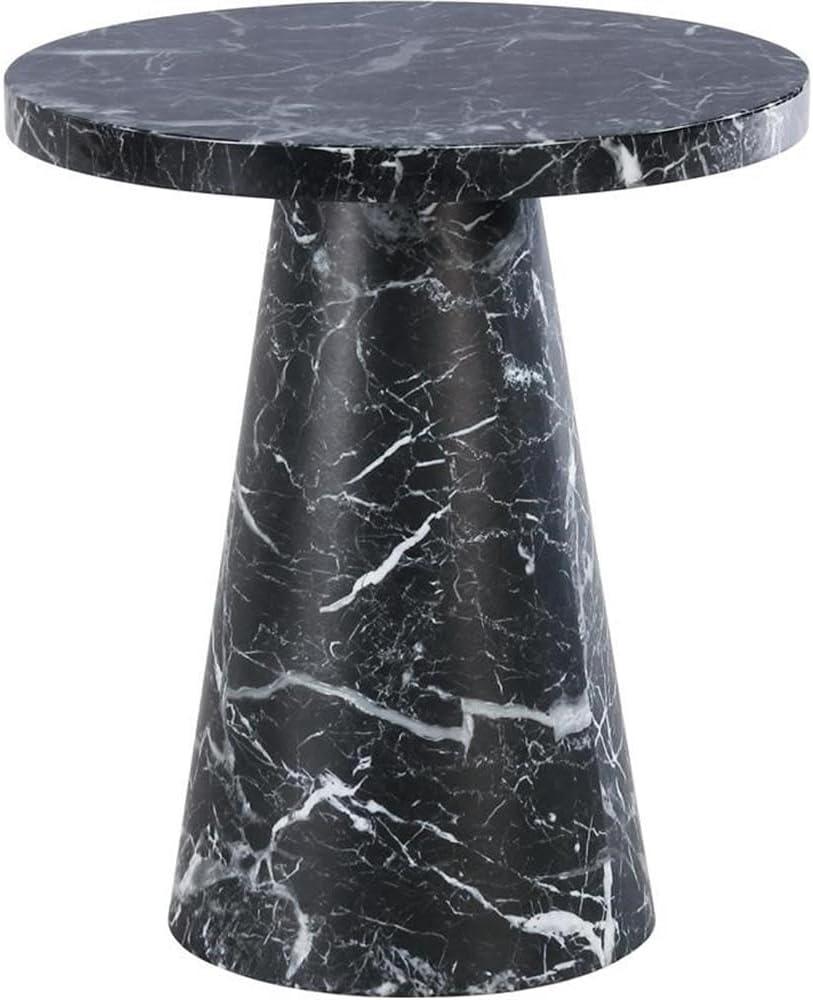 Meridian Furniture Omni Black Faux Marble 20" Round End Table