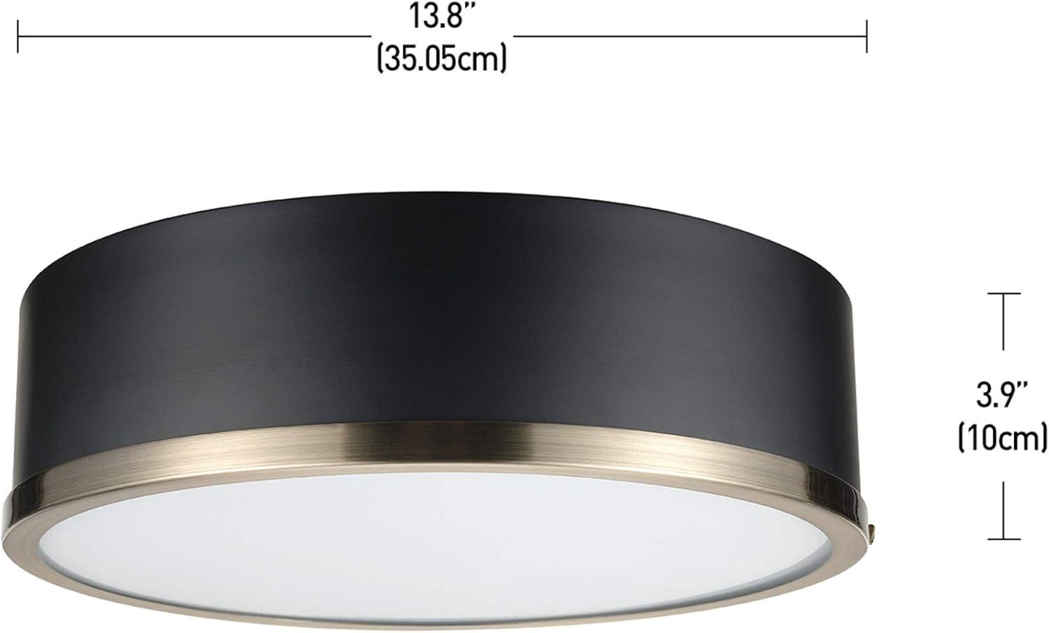 Selina 14" Matte Black Modern Flush Mount with Frosted Glass Shade