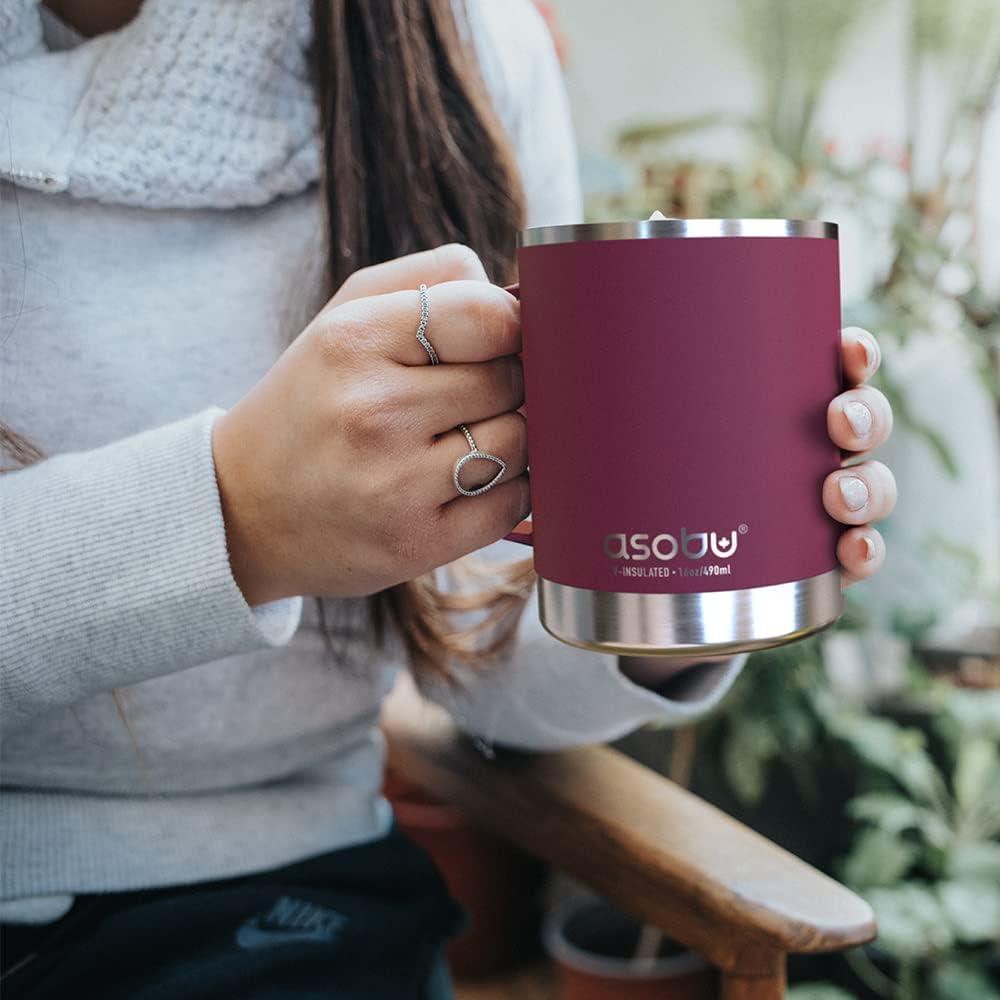 Asobu Ultimate Stainless Steel Ceramic Inner Coating Insulated Coffee Mug, 12 Ounces (Burgundy)