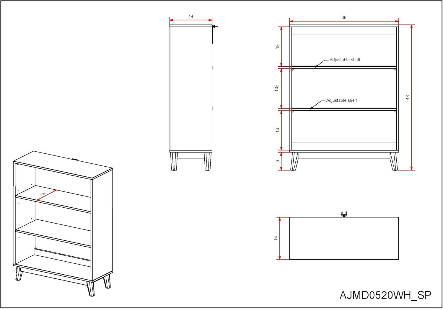 Alaterre MOD Kids 48" H Tall 3-Shelf Bookcase