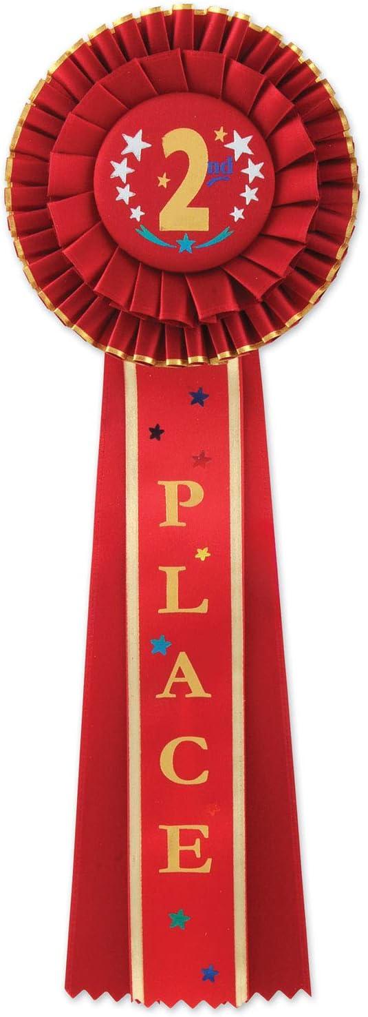 Beistle 2nd  Place Deluxe Rosette, 4.5" x 13.5", (2/Pkg) Multicolored