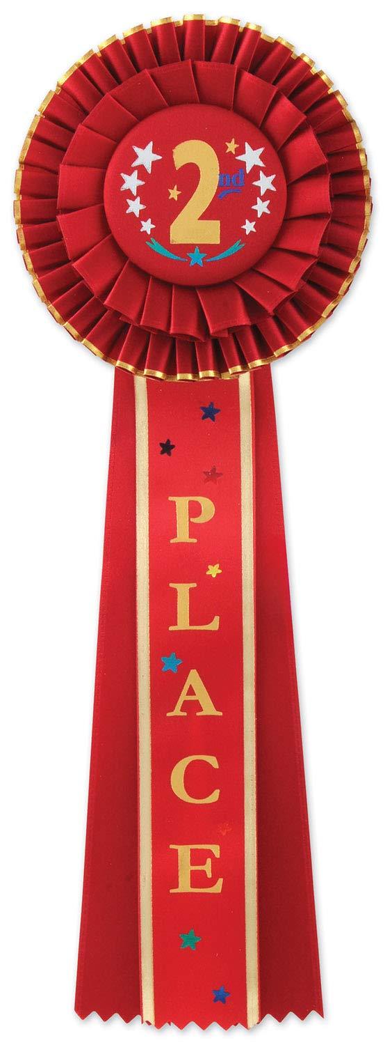 Beistle 2nd  Place Deluxe Rosette, 4.5" x 13.5", (2/Pkg) Multicolored