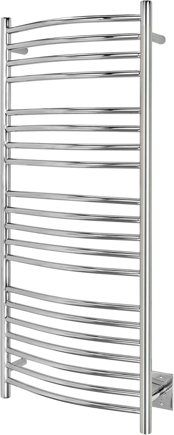 Heated Towel Rack, 20-Bar Wall Mounted Towel Warmer Polished Stainless Steel for Luxury Spa-Like Comfort in Your Bathroom, Electric Hardwired 190 W (WarmlyYours Bellagio)
