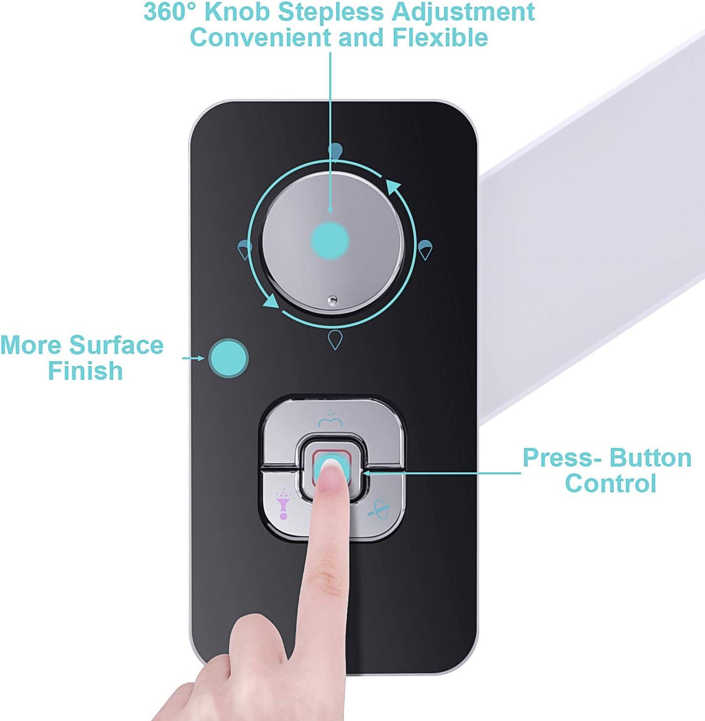 SAMODRA Bidet Attachment, Non-Electric Cold Water Bidet Toilet Seat Attachment with Pressure Controls, Retractable Self-Cleaning Dual Nozzles for Frontal & Rear Wash - Black