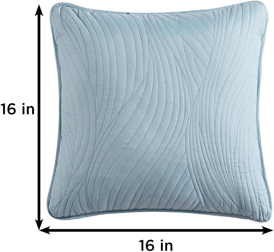 Seafoam Embroidered Square Polyester Throw Pillow