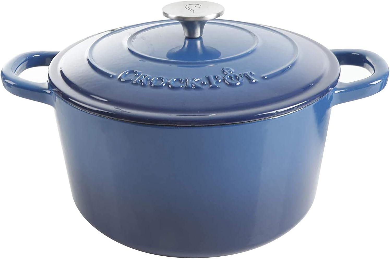 Blue 5-Quart Enameled Cast Iron Dutch Oven with Lid