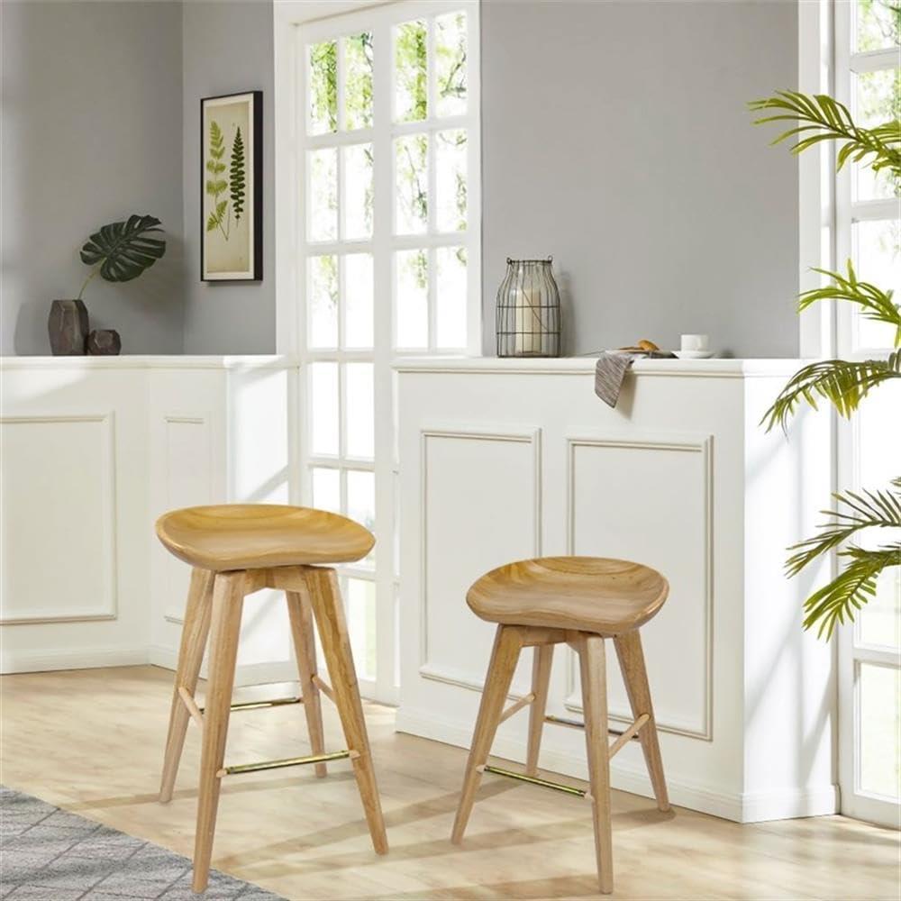 31" Bali Swivel Barstool Hardwood/Natural - Boraam: Contemporary, Backless, 300lb Capacity