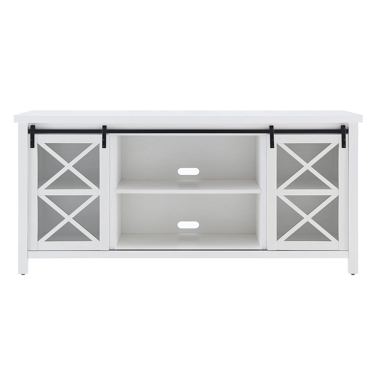 Evelyn&Zoe Clementine Rectangular TV Stand for TV's up to 75", Black Grain