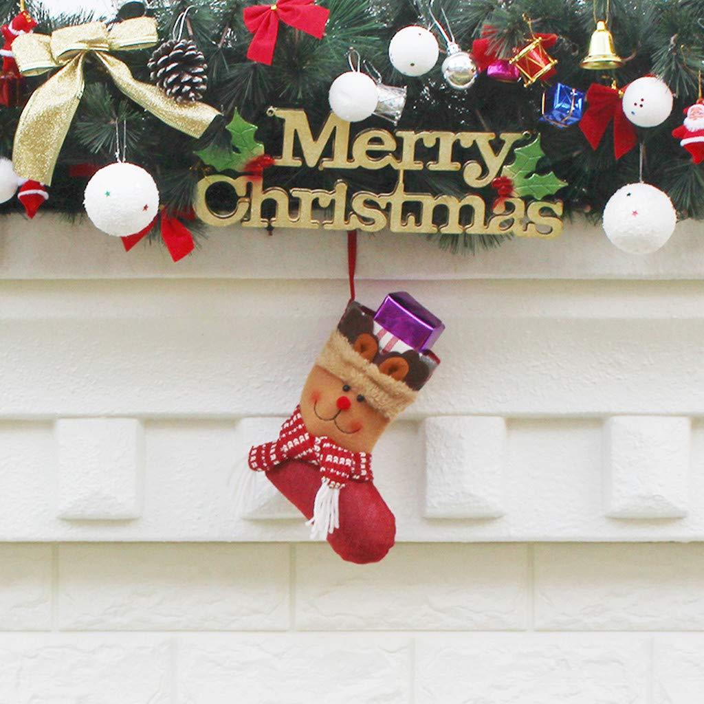 JOYFY 12 Pcs Mini Christmas Stockings 3D Bulk Xmas Stockings Santa Snowman Reindeer Burlap Stockings for Present Holders Treat Bags