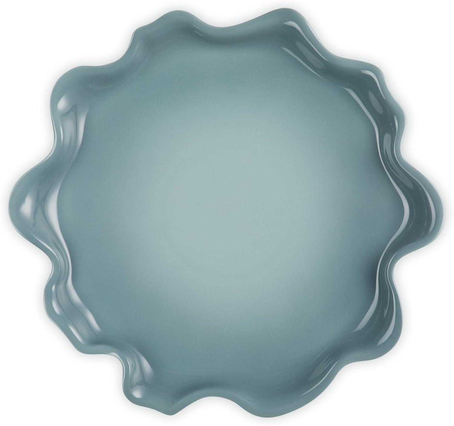 Sea Salt Ceramic Scalloped Serving Platter, 14"