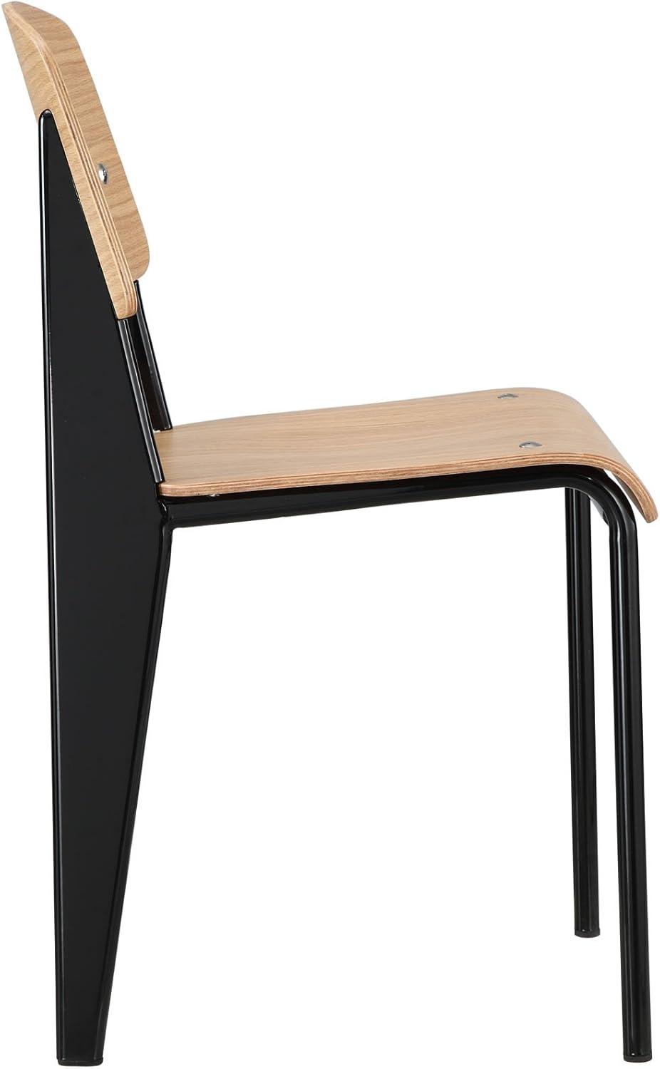 Cabin Essence Natural Black Wood and Metal Dining Side Chair