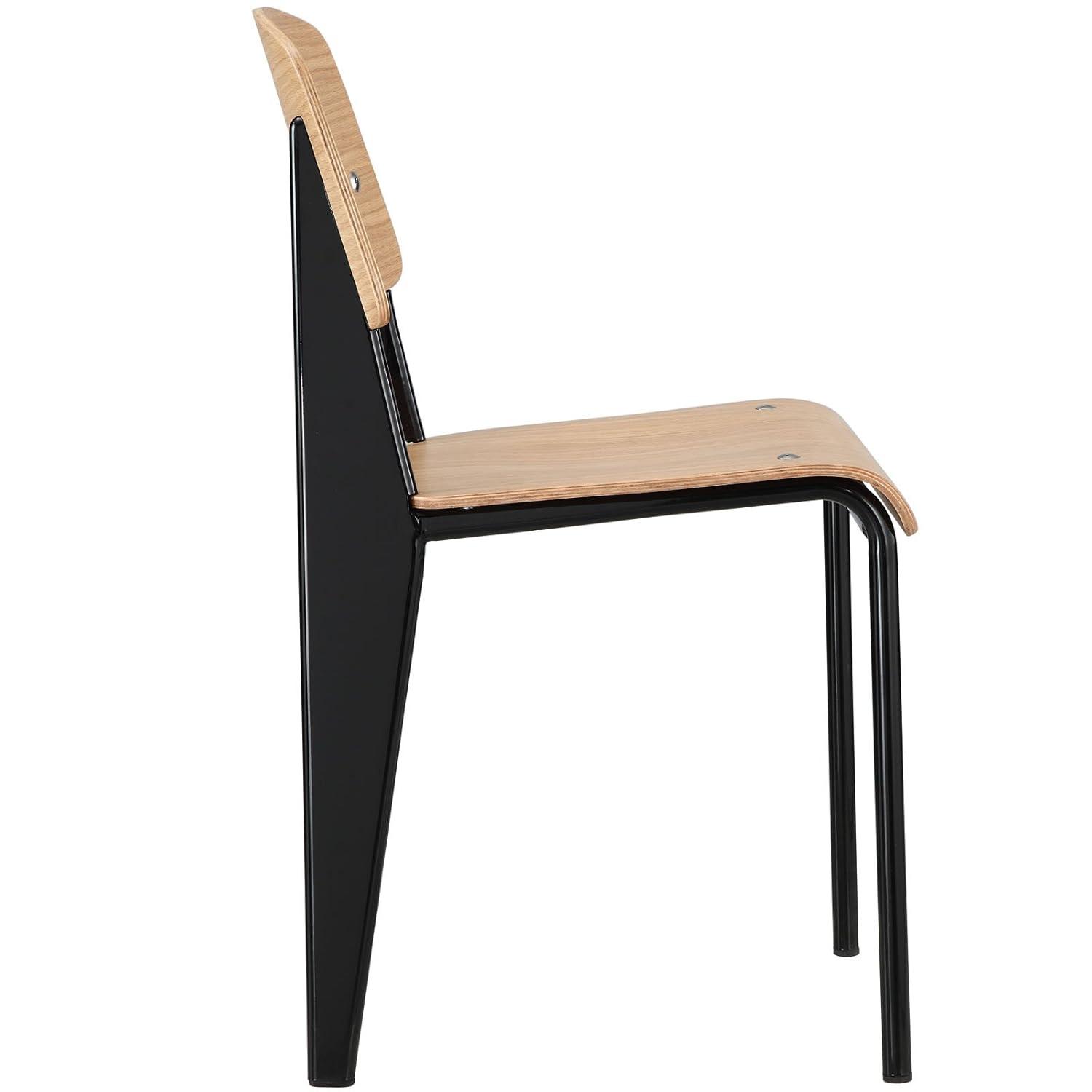 Modway Cabin 18.5" Modern Steel and Wood Dining Side Chair in Natural/Black