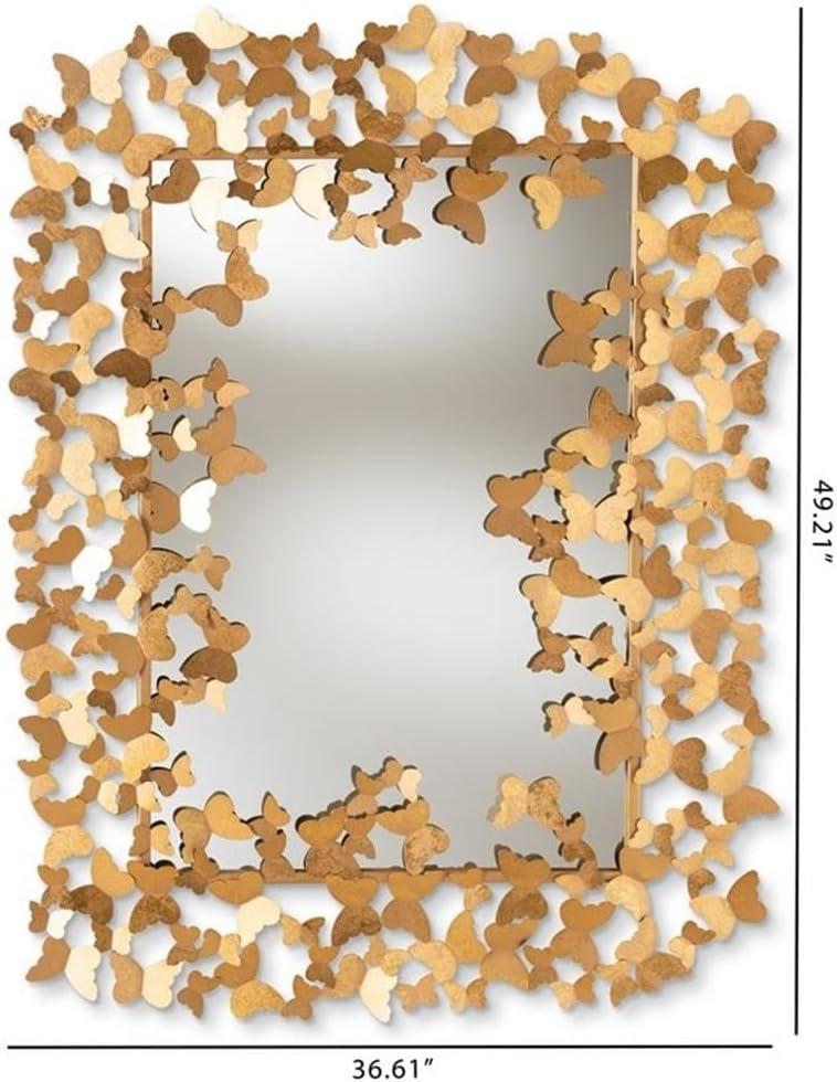 Baxton Studio Antique Gold Finished Butterfly Accent Wall Mirror