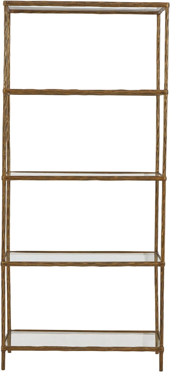 Ryandale Antique Brass 72'' Transitional Aluminum Etagere Bookcase