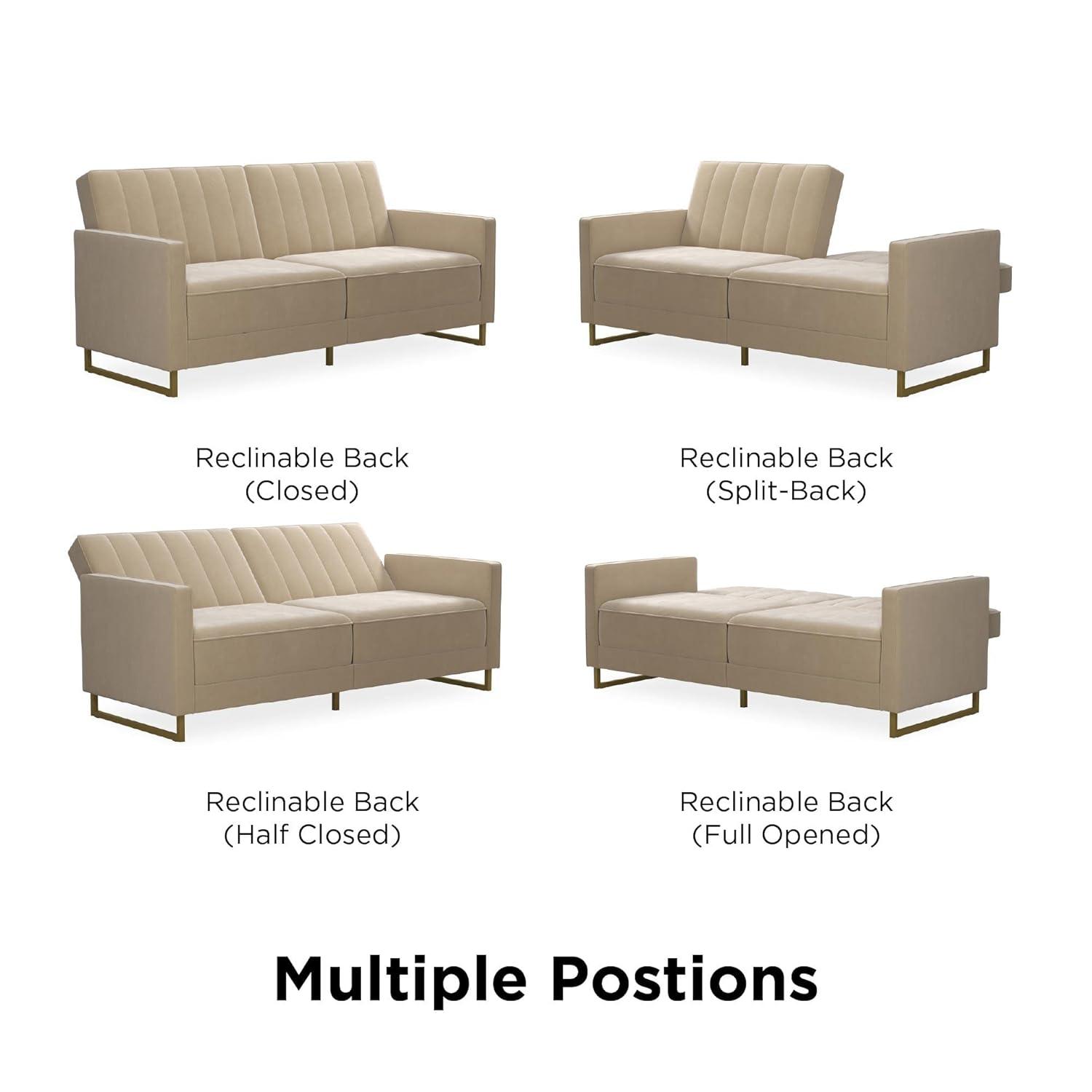 Skylar Full / Double 77'' Velvet Tufted Convertible Sofa