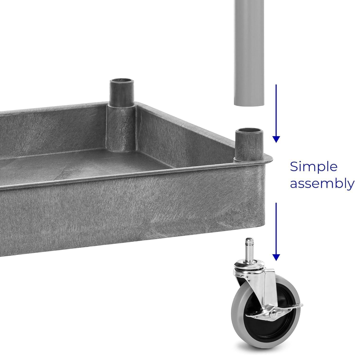 Gray Heavy Duty 2-Shelf Utility Cart with Swivel Casters