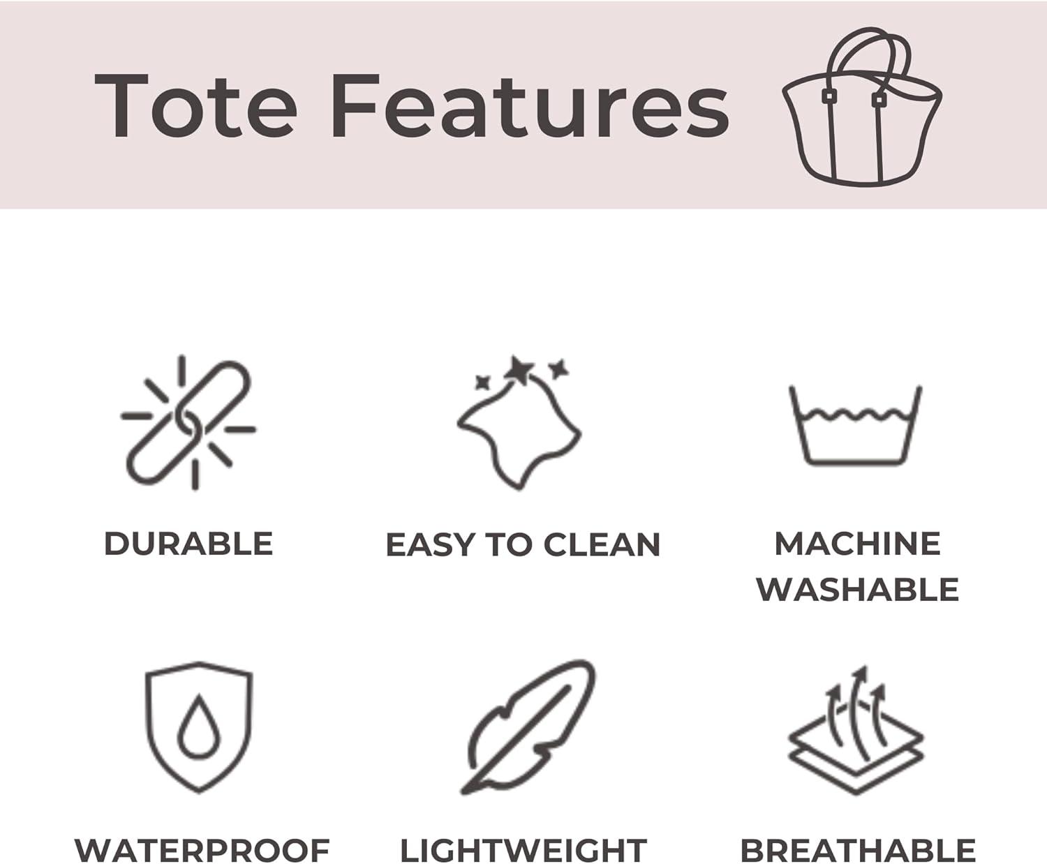 Pastel Pink Neoprene Tote Bag with Zipper Pouch