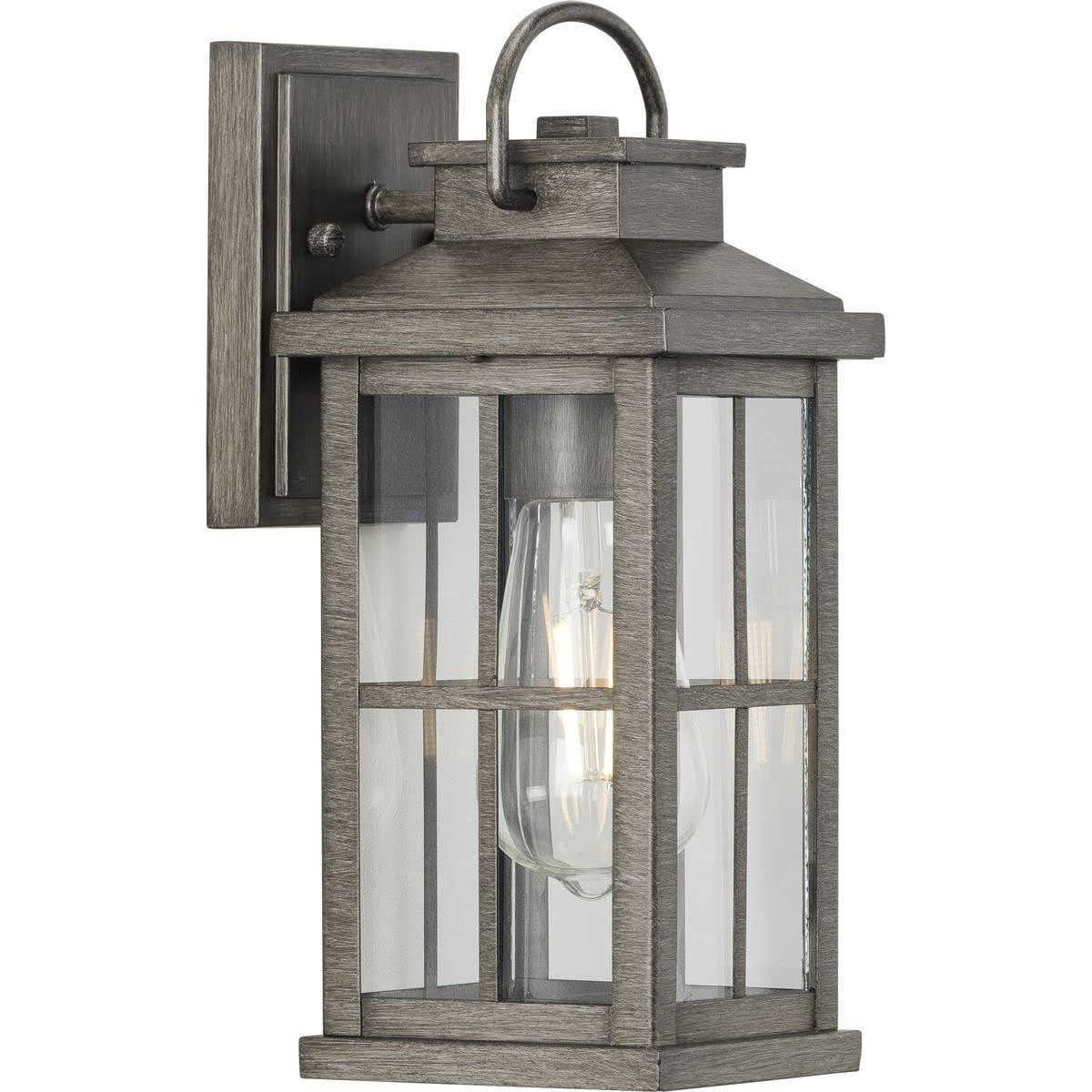 Progress Lighting Williamston 1-Light Antique Bronze Farmhouse Outdoor Large Wall Lantern with Clear Glass Shade