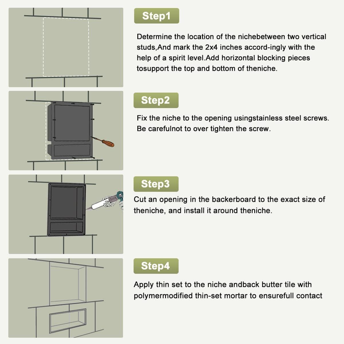 Yellow Rectangular Double Shelf Leakproof Shower Niche