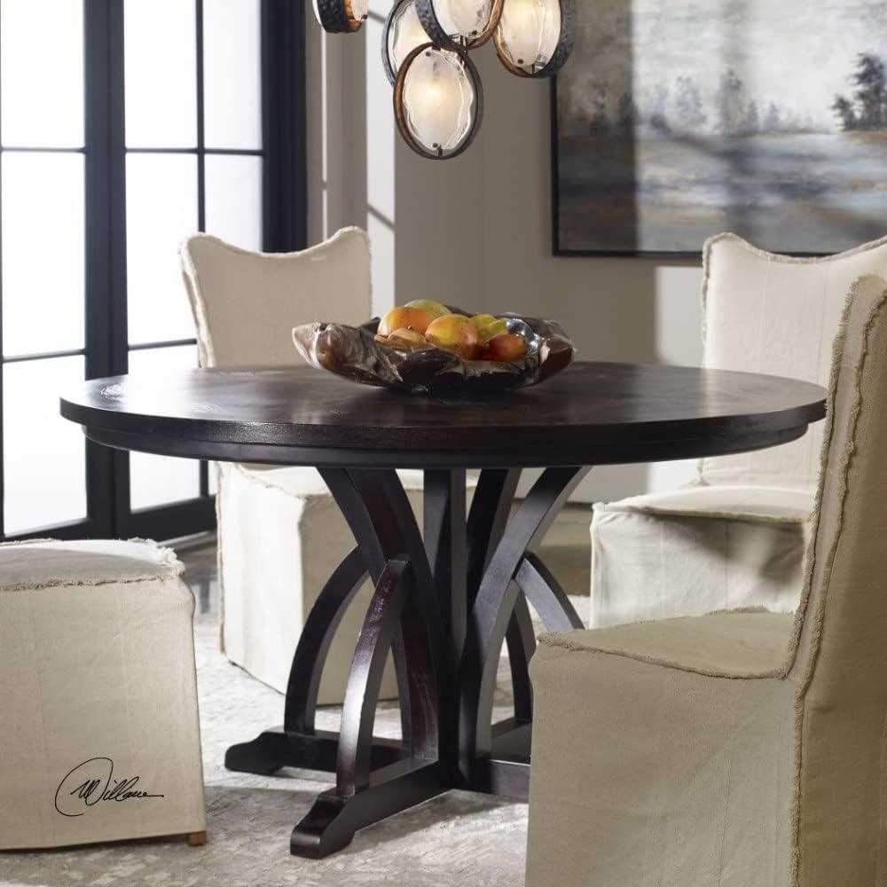 56-Inch Round Black Mango Wood Dining Table