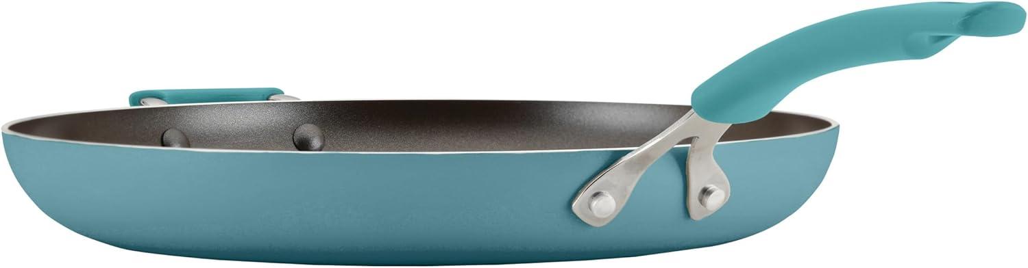 Rachael Ray Cook & Create Aluminum Nonstick Frying Pan / Skillet, 14 Inch, Agave Blue