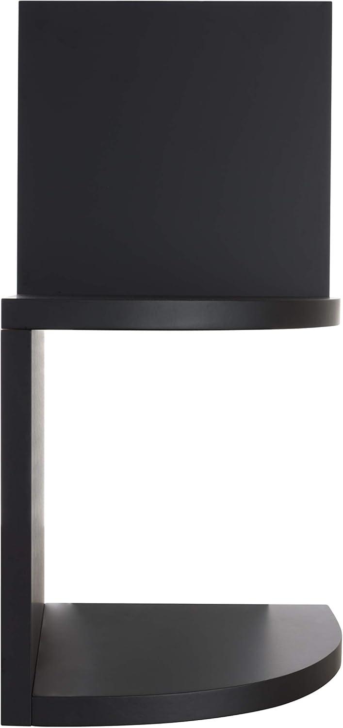 Black Wood Floating Corner Shelves Set for Wall
