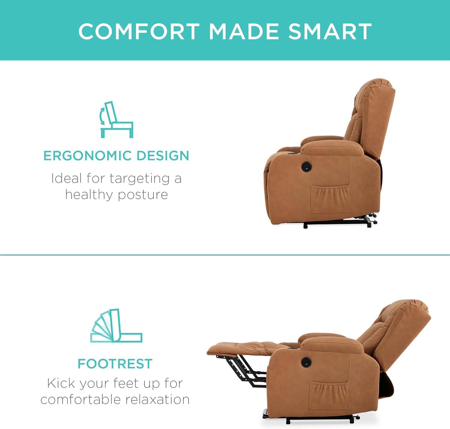 Hokku Designs Xola Electric Power Lift Recliner Massage Chair Furniture w/ USB Port, Heat, Cupholders