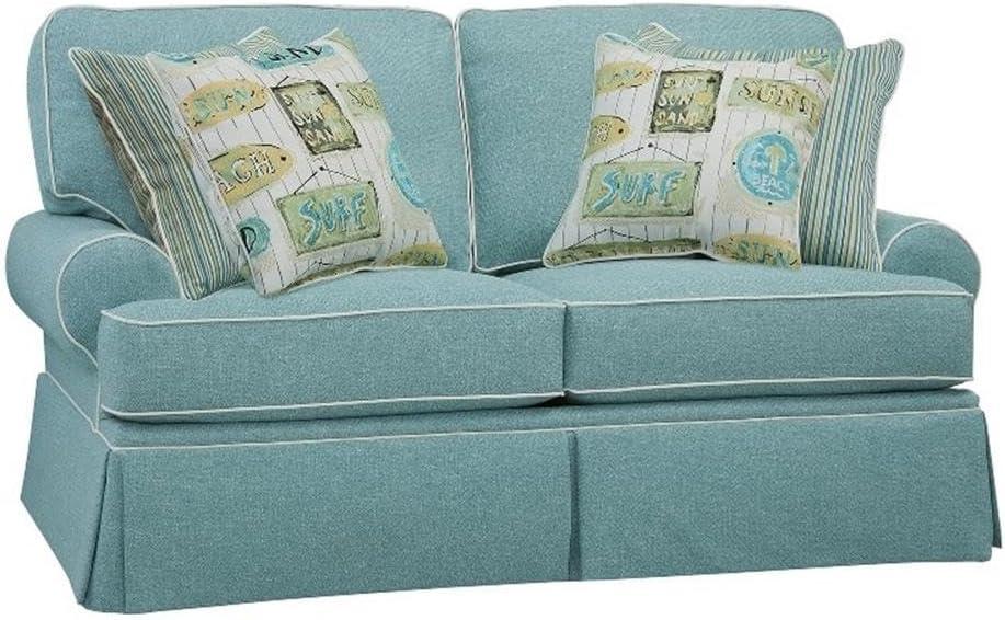 American Furniture Classics Model 8-020-S275A Coastal Aqua Series Loveseat with Four Accent Pillows