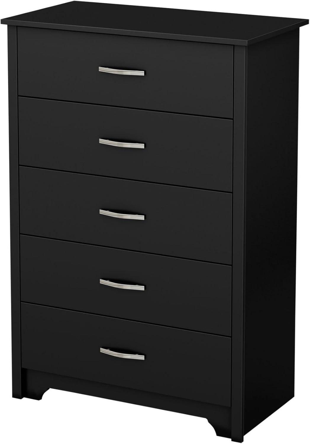 Eco-Friendly Pure Black Particle Board 5-Drawer Chest
