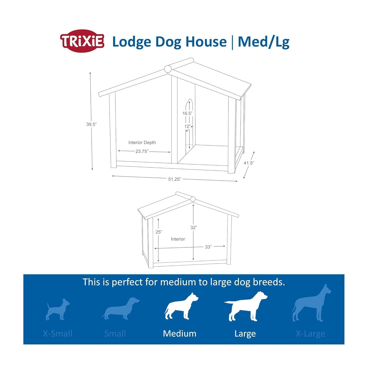 TRIXIE TRIXIE Natura Weatherproof Outdoor Lodge Dog House, Elevated Floor