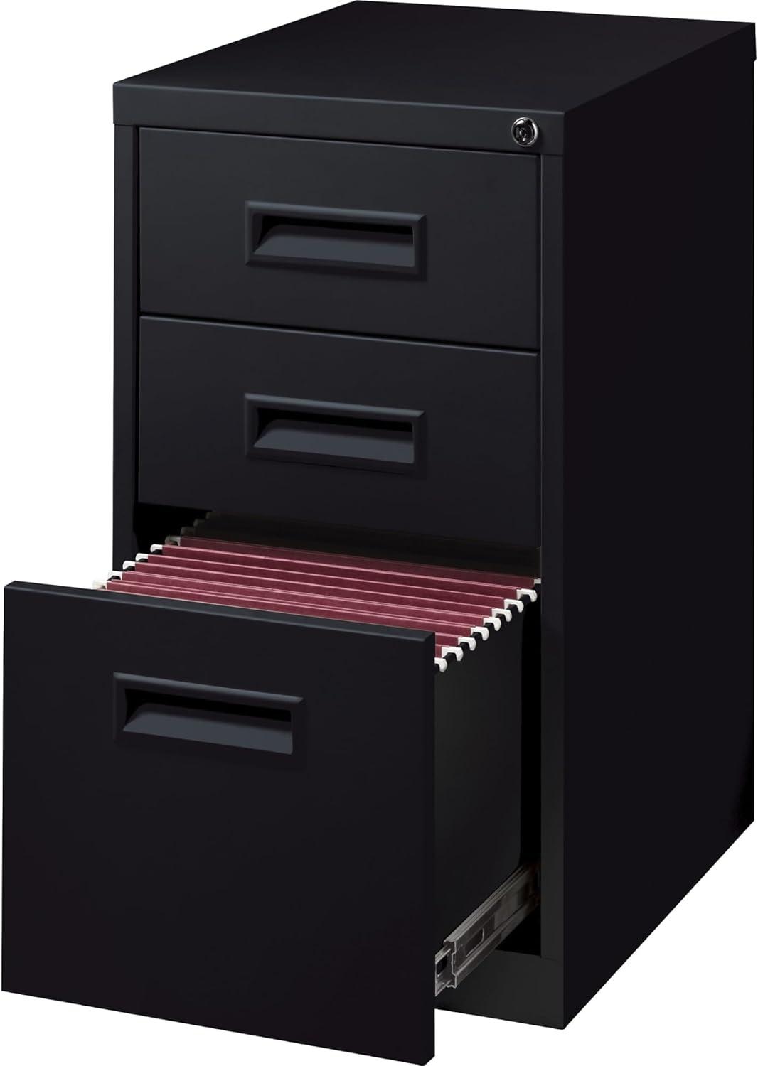 3 Drawers Vertical Steel Lockable Filing Cabinet, Black